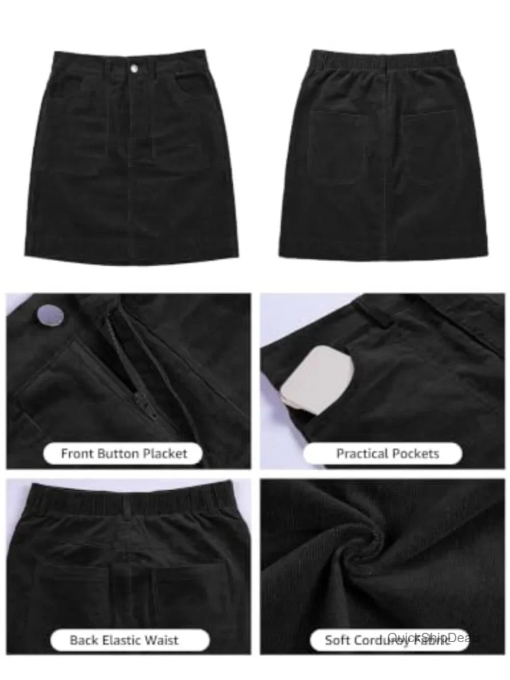High Waisted Corduroy A-Line Skirt for Women | 98% Cotton 2% Elastane | Front